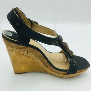 Frye Bridget Ornament Leather Upper Wedge Heel 9M